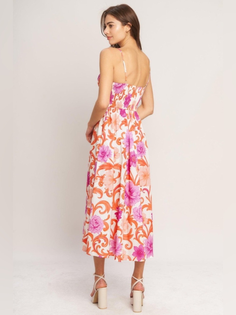 Flying Tomatoe VACAY BLOOM WOVEN MIDI DRESS Medium - Picture 6 of 7
